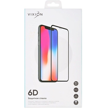Защитное стекло 6D для Vivo Y3, Y11, Y12, Y15, Y17 (черный) (VIXION)